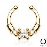 Faux-piercing septum zircone carré avec cylindres (38)