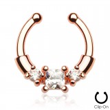 Faux-piercing septum zircone carré avec cylindres (38)