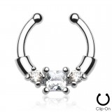 Faux-piercing septum zircone carré avec cylindres (38)