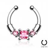 Faux-piercing septum zircone carré avec cylindres (38)
