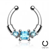 Faux-piercing septum zircone carré avec cylindres (38)
