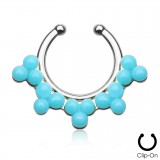 Faux-piercing septum quinze boules en turquoise (31)