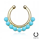Faux-piercing septum neuf boules en turquoise (30)