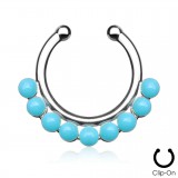 Faux-piercing septum neuf boules en turquoise (30)