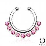 Faux-piercing septum neufs strass colorés (27)