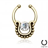 Faux-piercing septum zircone rond et petites boules (25)