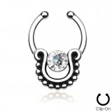 Faux-piercing septum zircone rond et petites boules (25)