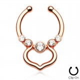 Faux-piercing septum PVD cinq strass bouclier (24)