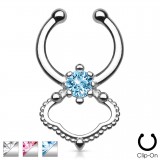 Faux-piercing septum zircone rond et anneau (05)
