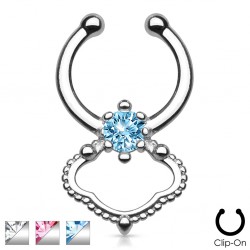 Faux-piercing septum zircone rond et anneau (05)