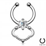 Faux-piercing septum zircone rond et anneau (05)