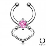 Faux-piercing septum zircone rond et anneau (05)