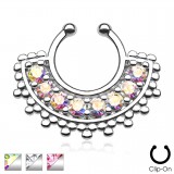 Faux-piercing septum zircones et petits ronds (03)