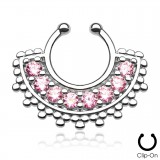 Faux-piercing septum zircones et petits ronds (03)
