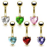 Piercing nombril plaqué-or 02 - Cristal coeur