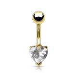 Piercing nombril plaqué-or 02 - Cristal coeur