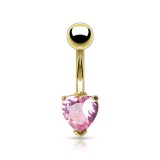 Piercing nombril plaqué-or 02 - Cristal coeur