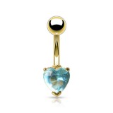 Piercing nombril plaqué-or 02 - Cristal coeur