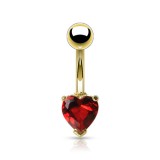 Piercing nombril plaqué-or 02 - Cristal coeur