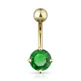 Piercing nombril plaqué-or 04 - Cristal rond