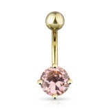Piercing nombril plaqué-or 04 - Cristal rond