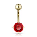 Piercing nombril plaqué-or 04 - Cristal rond