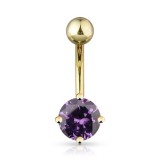 Piercing nombril plaqué-or 04 - Cristal rond
