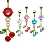 Piercing nombril plaqué-or 12 - Cerise