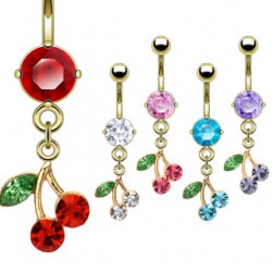 Piercing nombril plaqué-or 12 - Cerise