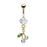 Piercing nombril plaqué-or 12 - Cerise