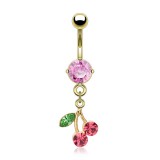 Piercing nombril plaqué-or 12 - Cerise
