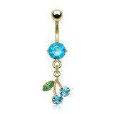 Piercing nombril plaqué-or 12 - Cerise