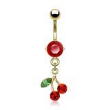 Piercing nombril plaqué-or 12 - Cerise