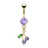 Piercing nombril plaqué-or 12 - Cerise