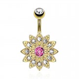 Piercing nombril plaqué-or 105 - Fleur
