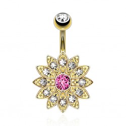 Piercing nombril plaqué-or 105 - Fleur