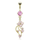 Piercing nombril plaqué-or 23 - Fleurs