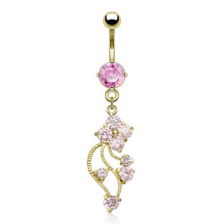 Piercing nombril plaqué-or 23 - Fleurs