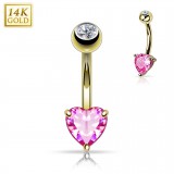 Piercing nombril or 14K 02 - Zircone coeur