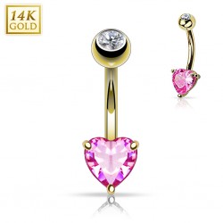 Piercing nombril or 14K 02 - Zircone coeur