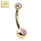 Piercing nombril or 14K 05 - Boules zircones roses