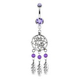 Piercing nombril attrape rêve 05 - Trois plumes