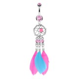 Piercing nombril attrape rêve 07 - Véritables plumes