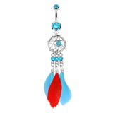 Piercing nombril attrape rêve 07 - Véritables plumes