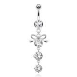 Piercing nombril noeud papillon 01 - Trois zircones