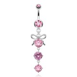 Piercing nombril noeud papillon 01 - Trois zircones