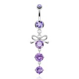 Piercing nombril noeud papillon 01 - Trois zircones