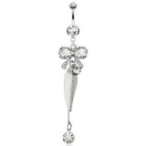 Piercing nombril noeud papillon 07 - Feuille et zircone rond