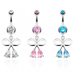 Piercing nombril noeud papillon 10 - Deux zircones