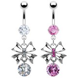 Piercing nombril noeud papillon 12 - Zircone rond